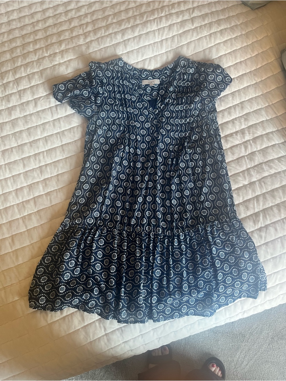 LOFT Navy Print Mini Dress